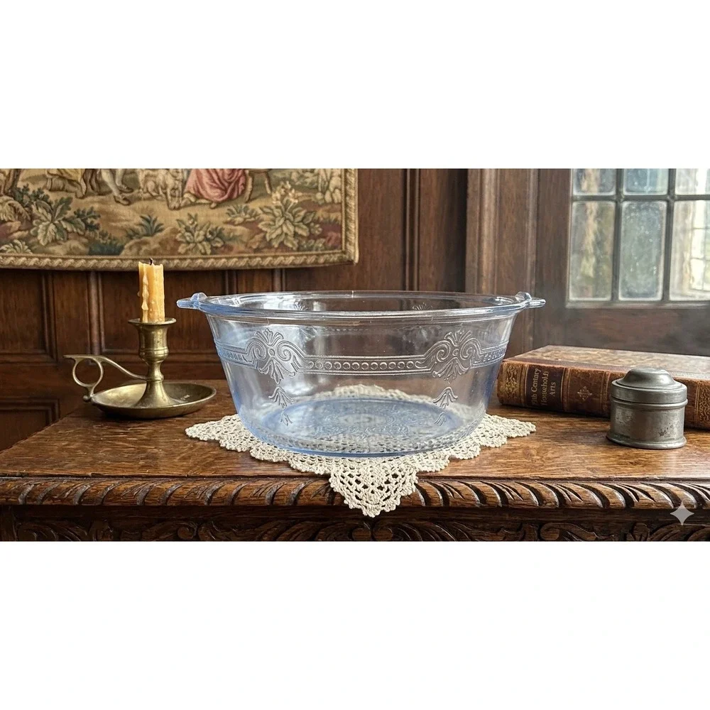 Fire-King Philbe Sapphire Blue Glass Round Casserole Dish Vintage Ovenware